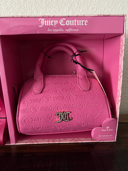 ✨NWT Juicy Couture Mini Handbag Set with Pom Keychain, Wallet Keychain & Strap✨