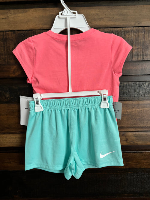 ✨NWT Nike Pink Short Sleeve Tee with Mint Green Heart Logo & Shorts✨