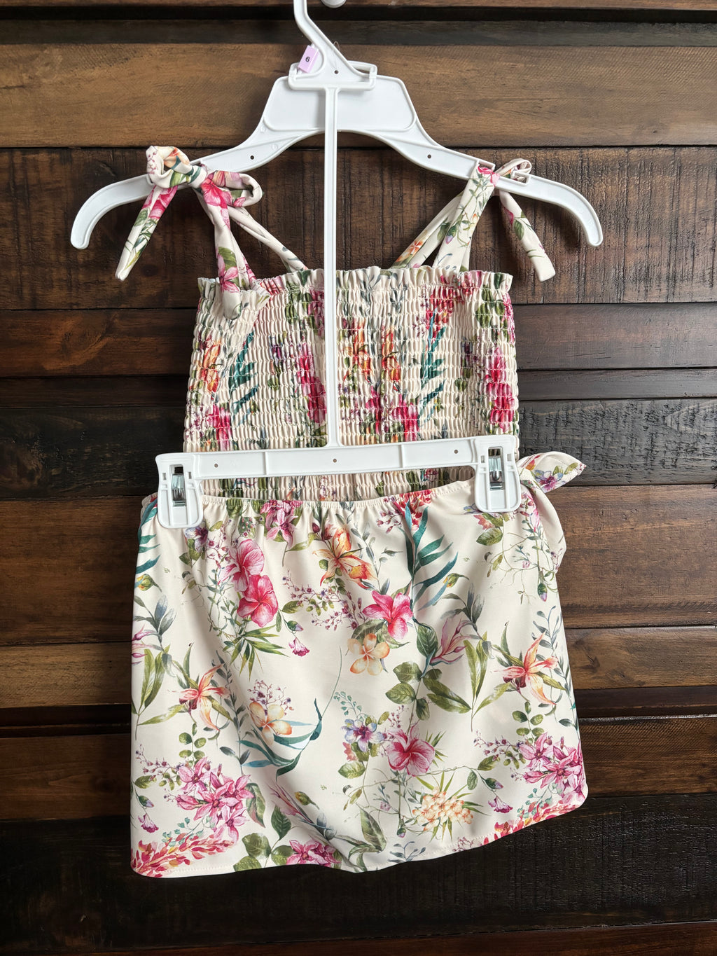 🌸NWT Jessica Simpson Girls Floral Smocked One-Piece Swimsuit with Skirt🌸