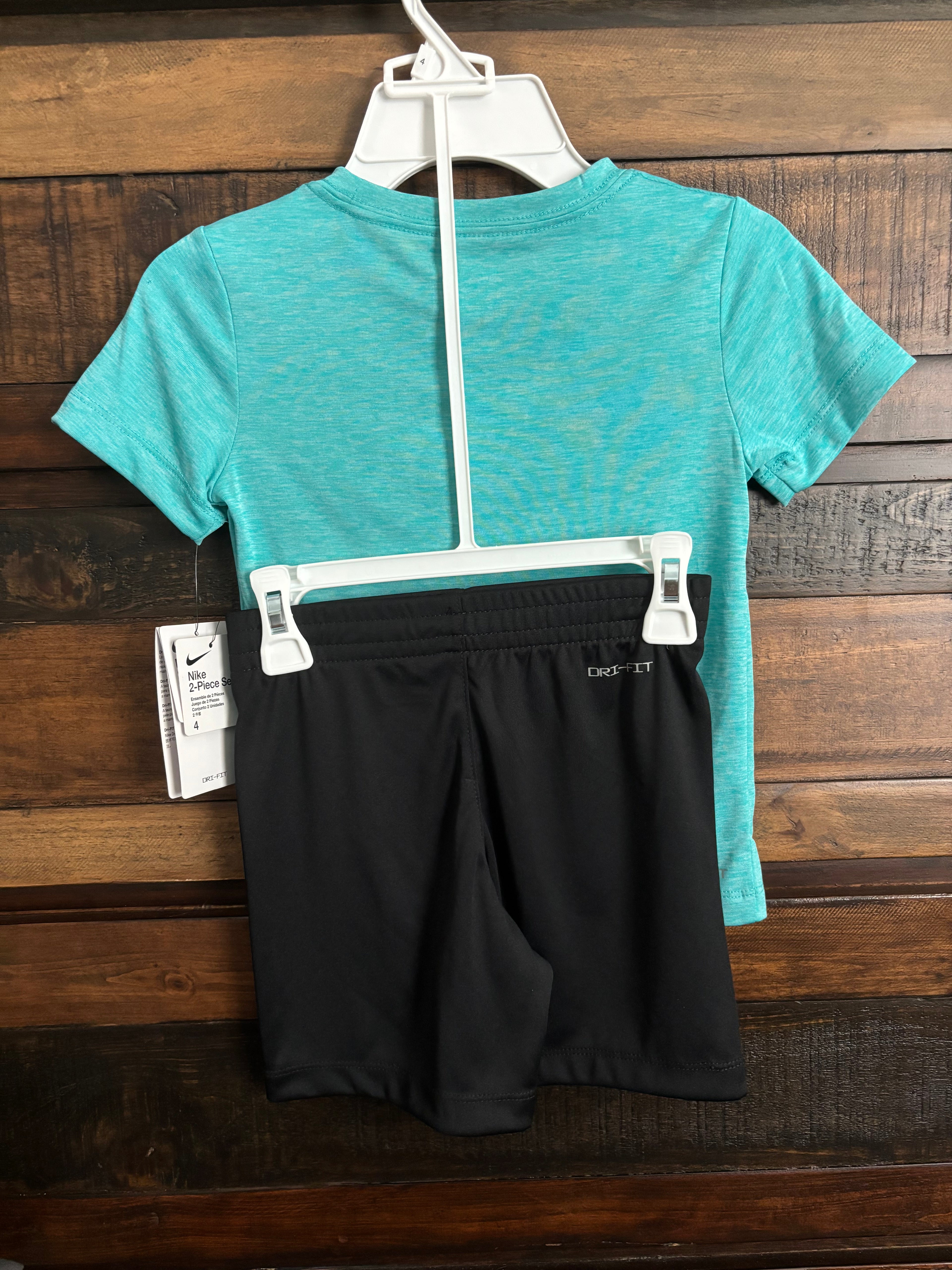 ✨NWT Nike Teal & Neon Yellow Graphic Tee with Black Shorts Set✨